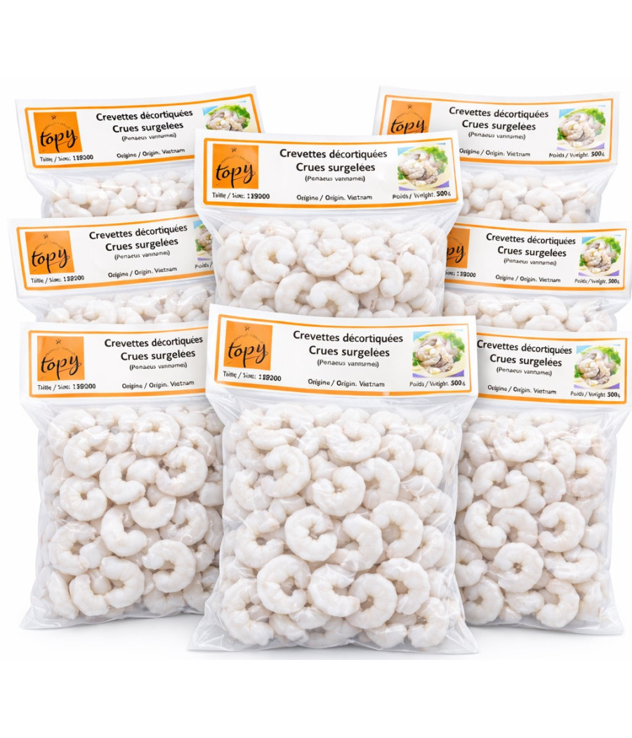 CREVETTE DECORTIQUE 110/200 ORIGINE VIETNAM TOPY 500GX20 SOIT 10KG