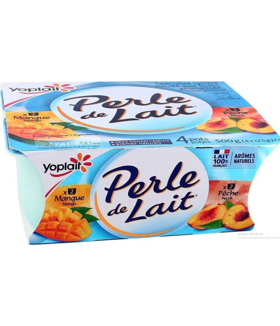YAOURTS PERLE DE LAIT MANGUE PECHE YOPLAIT 4X125G