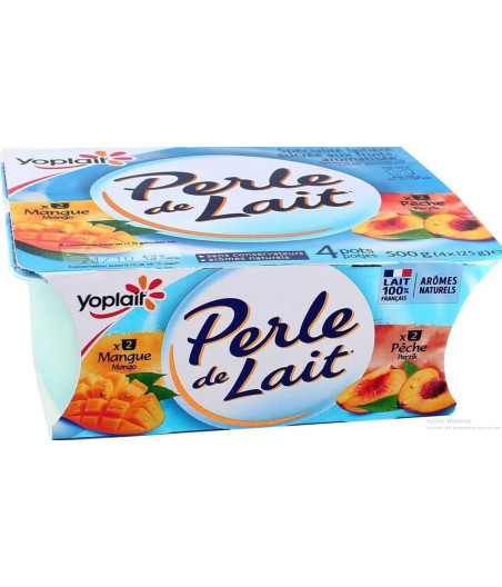 YAOURTS PERLE DE LAIT MANGUE PECHE YOPLAIT 4X125G