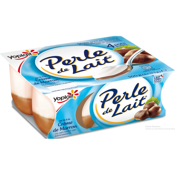 YAOURTS A LA CREME DE MARRON YOPLAIT PERLE DE LAIT 4X125G