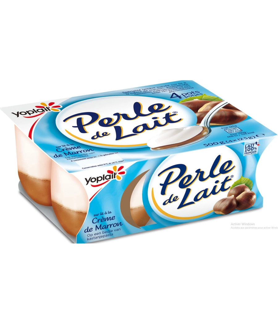 YAOURTS PERLE DE LAIT A LA CREME DE MARRON YOPLAIT 4X125G