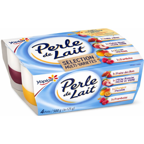 YAOURTS PERLE DE LAIT SELECTION MULTI-VARIETES YOPLAIT 4X125G