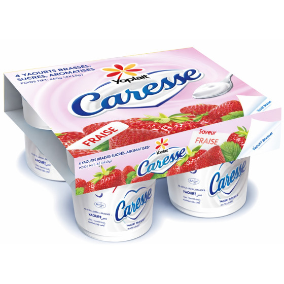 YAOURTS BRASSES SUCRE AROMATISE FRAISE YOPLAIT CARESSE 4X125G