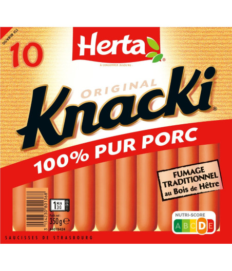 SAUCISSE KNACKS 100% PUR PORC HERTA 350G