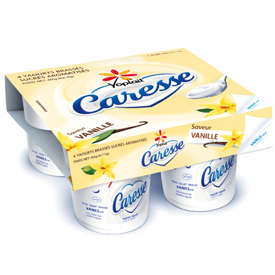 YAOURTS BRASSES SUCRE AROMATISE VANILLE YOPLAIT CARESSE 4X125G