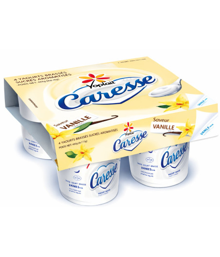 YAOURTS BRASSES SUCRE AROMATISE VANILLE YOPLAIT CARESSE 4X125G