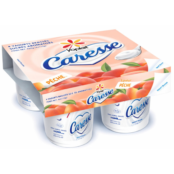 YAOURTS BRASSES SUCRE AROMATISE PECHE YOPLAIT CARESSE 4X125G