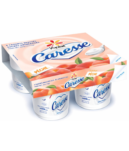 YAOURTS BRASSES SUCRE AROMATISE PECHE YOPLAIT CARESSE 4X125G