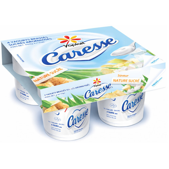 YAOURTS BRASSES NATURE SUCRE YOPLAIT CARESSE 4X125G