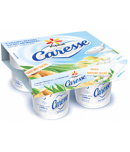 YAOURTS BRASSES NATURE SUCRE YOPLAIT CARESSE 4X125G