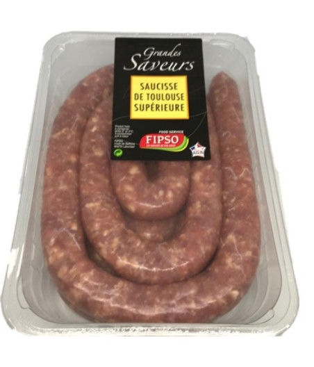 FIPSO SAUCISSE BRASSE SUPERIEURE DE PORC SOUS ATMOSPHERE ELABORE EN EN FRANCE