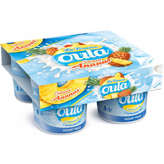 YAOURTS FERMES SUCRE AROMATISE ANANAS OULA 4X120G
