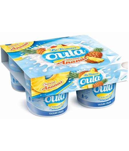 YAOURTS FERMES SUCRE AROMATISE ANANAS OULA 4X120G