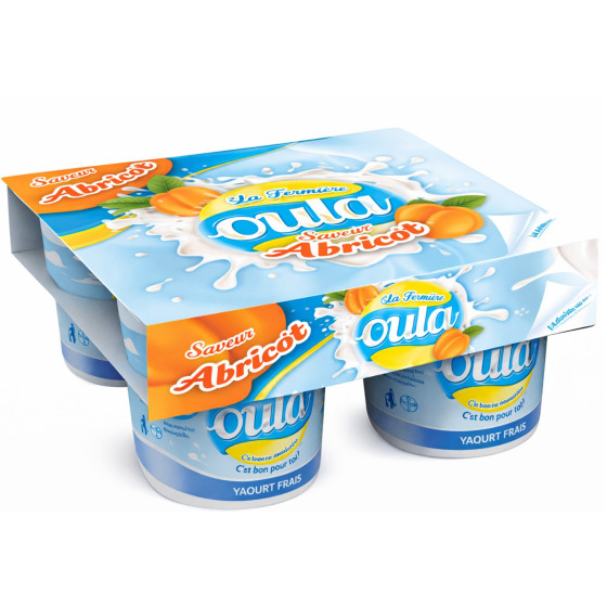 YAOURTS FERMES SUCRE AROMATISE ABRICOT OULA 4X120G