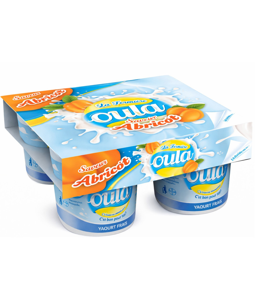 YAOURTS FERMES SUCRE AROMATISE ABRICOT OULA 4X120G