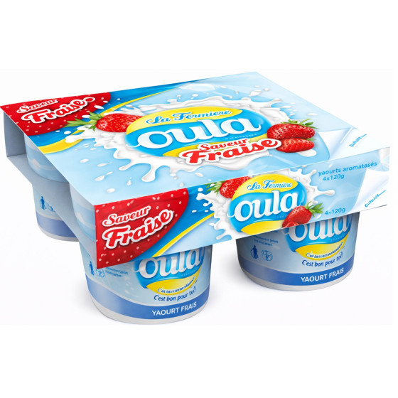 YAOURTS FERMES SUCRE AROMATISE FRAISE OULA 4X120G