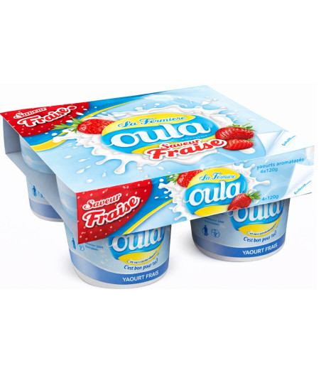 YAOURTS FERMES SUCRE AROMATISE FRAISE OULA 4X120G