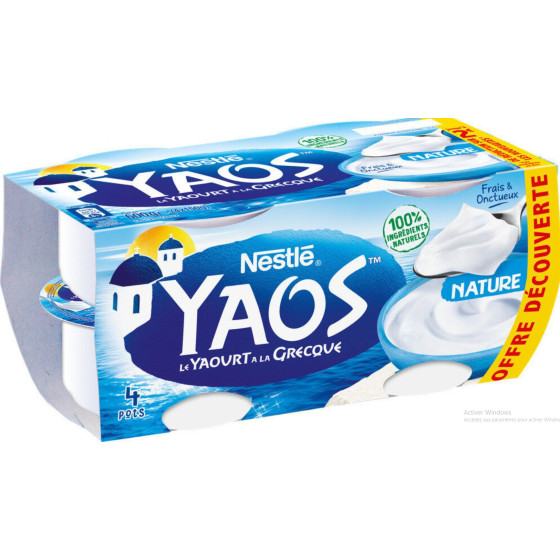 YAOURT A LA GRECQUE YAOS NATURE NESTLE 4X150G