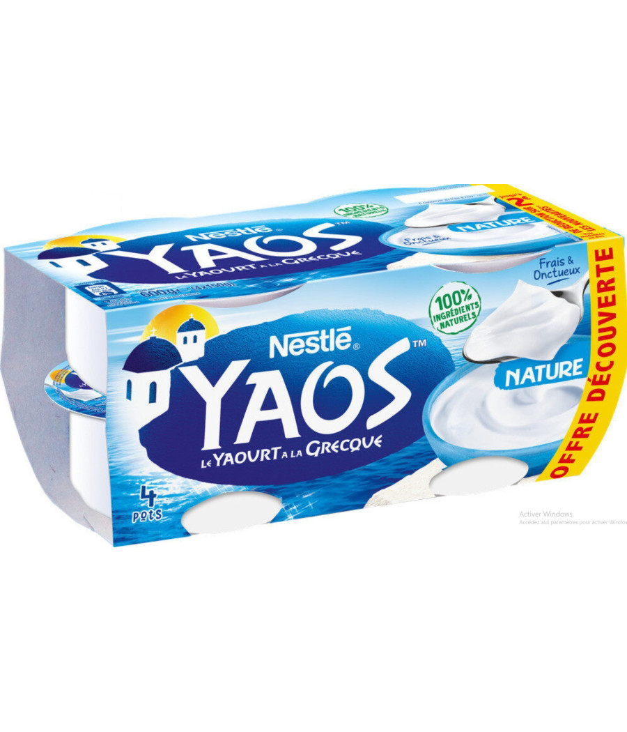 YAOURT A LA GRECQUE YAOS NATURE NESTLE 4X150G