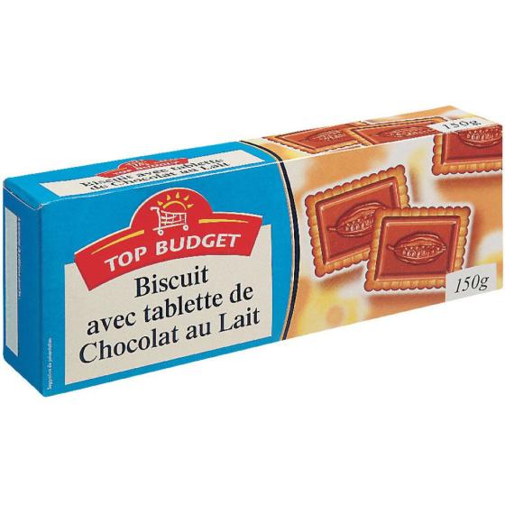 BISCUITS TABLETTES DE CHOCOLAT AU LAIT TOP BUDGET 150G