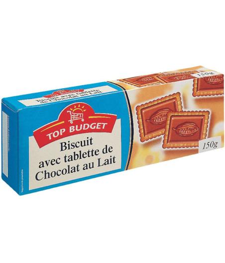 BISCUITS AVEC TABLETTES DE CHOCOLAT AU LAIT 150 G (12 BISCUITS)