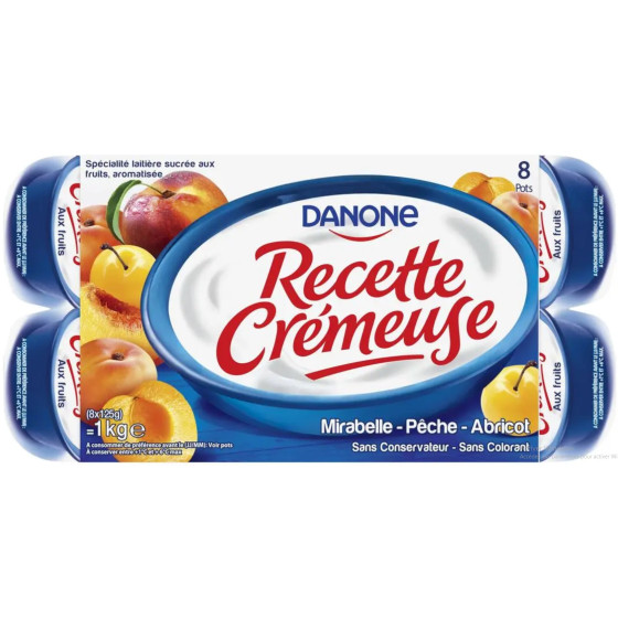 YAOURTS RECETTE CREMEUSE AUX FRUITS DANONE 8X125G