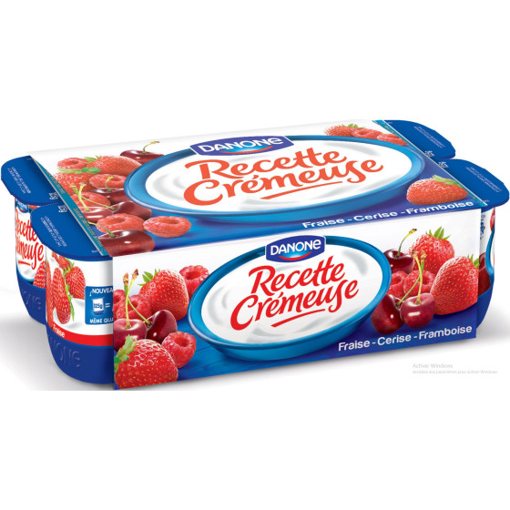 YAOURTS RECETTE CREMEUSE AUX FRUITS ROUGES DANONE 8X125G