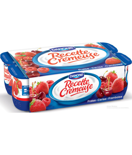 YAOURTS RECETTE CREMEUSE AUX FRUITS ROUGES DANONE 8X125G