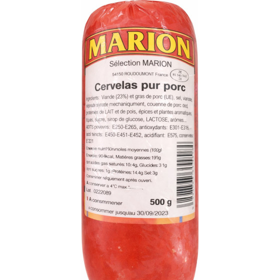CERVELAS PUR PORC MARION 500G