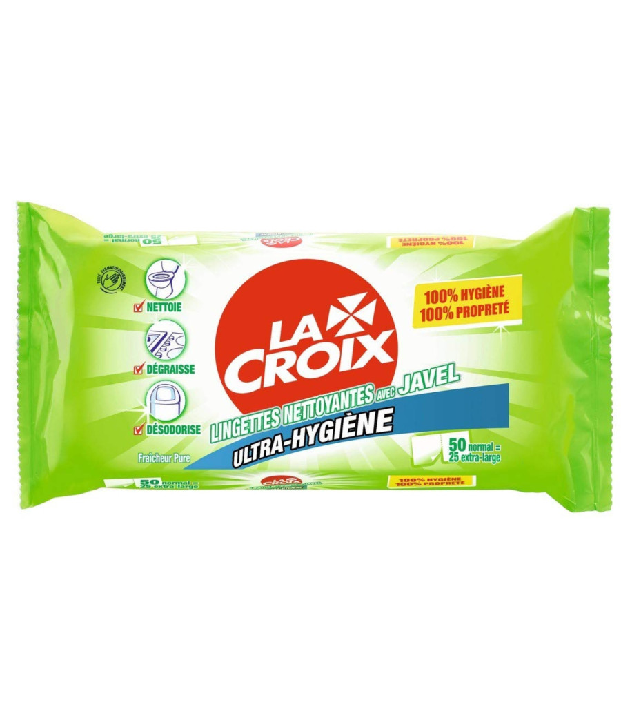 LINGETTES MULTIUSAGE NETTOYANTES AVEC JAVEL LA CROIX X50