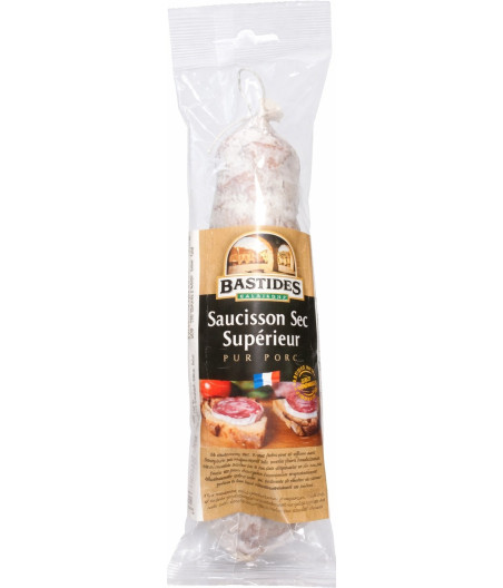 SAUCISSON SEC SUPERIEUR PUR PORC BASTIDES 200G