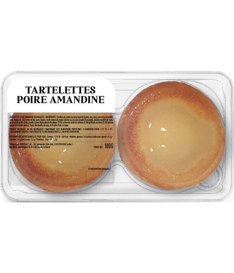 TARTELETTES POIRES AMANDINE X2 180G
