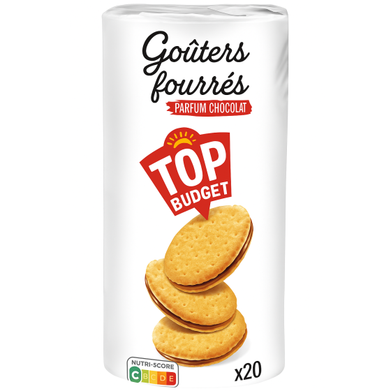 BISCUITS FOURRES TOP BUDGET PARFUM CHOCOLAT 300G