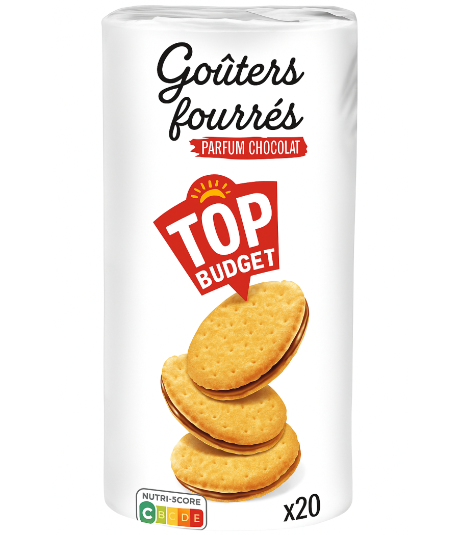 BISCUITS FOURRES TOP BUDGET PARFUM CHOCOLAT 300G