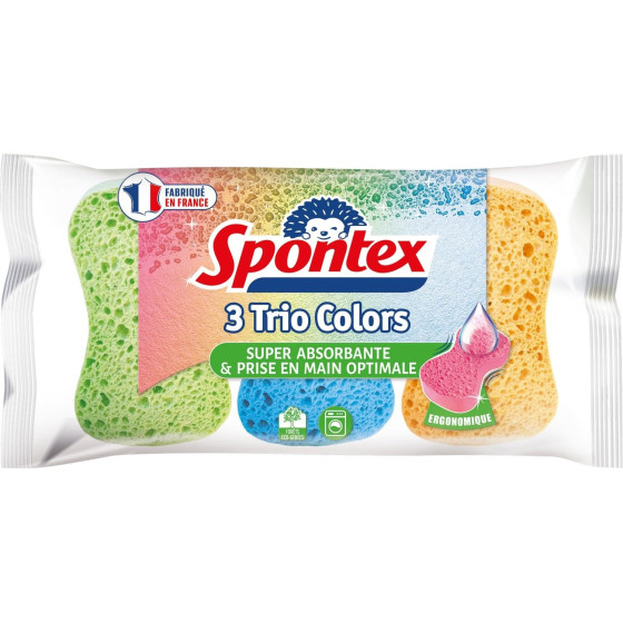 EPONGE TRIO COLORS ERGONOMIQUES SPONTEX