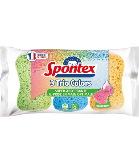 EPONGE TRIO COLORS ERGONOMIQUES SPONTEX