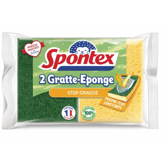 EPONGES A RECURER STOP GRAISSE GRATOUNE SPONTEX X2