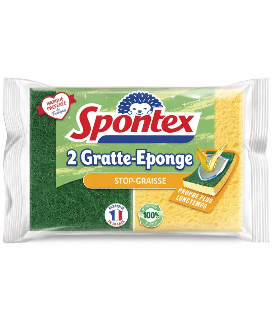 EPONGES A RECURER STOP GRAISSE GRATOUNE SPONTEX X2