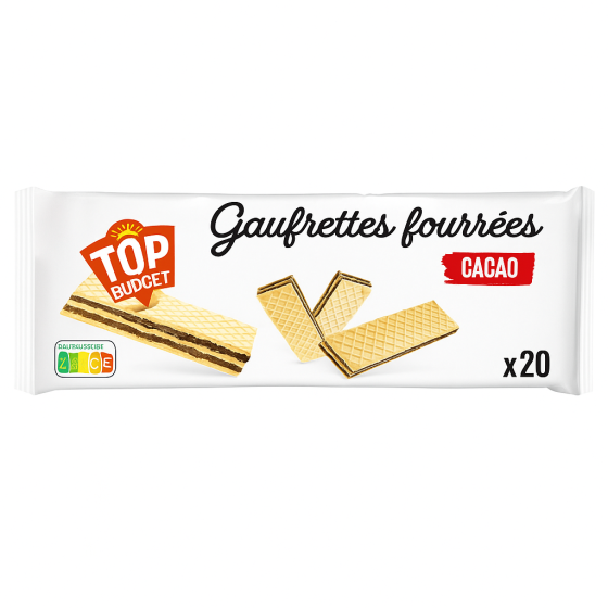 GAUFRETTES FOURREES TOP BUDGET CREME CACAO 200G