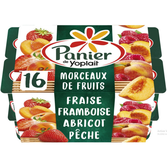 YAOURTS BRASSES PANIER YOPLAIT SUCRE AROMATISE ABRICOT FRAISE 4X125G