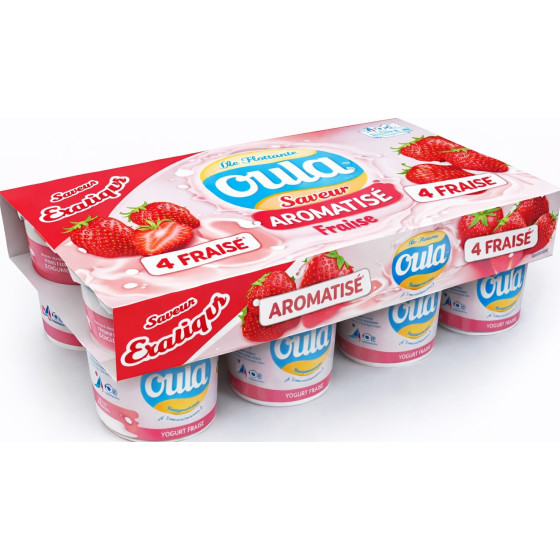 YAOURTS FERMES OULA SUCRE AROMATISE FRAISE 8X125G