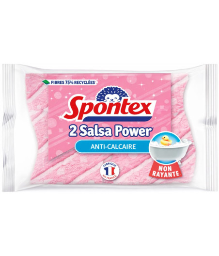 EPONGE A RECURER GRATTANTES ANTI CALCAIRE SALSA POWER SPONTEX X2