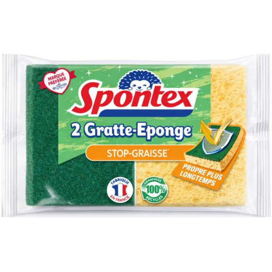 GRATTE EPONGE STOP GRAISSE SPONTEX X2