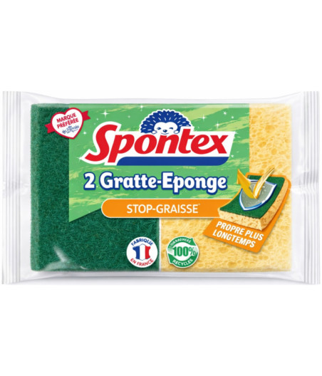 GRATTE EPONGE STOP GRAISSE SPONTEX X2
