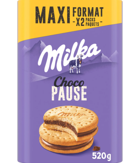 BISCUITS FOURRE AU CHACOLT AU LAILCHOCOPAUSE MILKA 2*520G