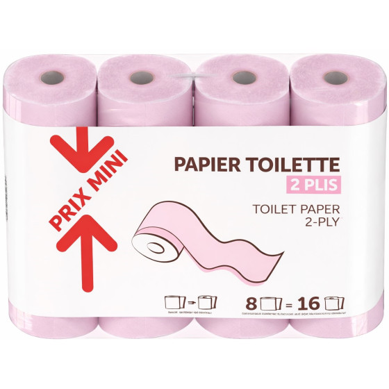 PAPIER HYGIENIQUE COMPRESSE ROSE PRIX MINI X8