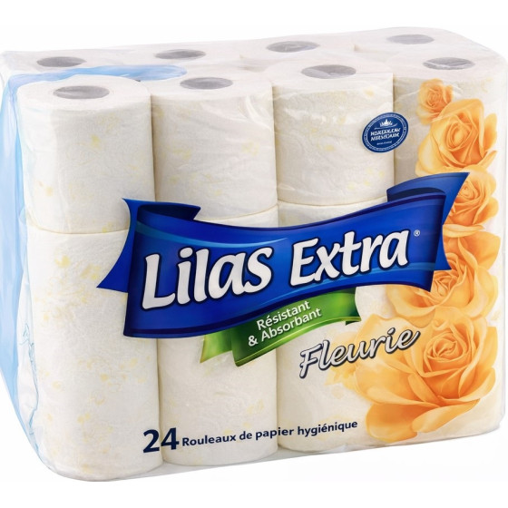 PAPIER HYGIENIQUE JAUNE FLEURIE LILAS X12