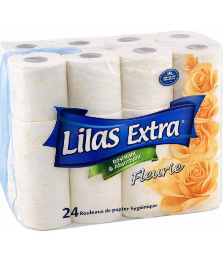 PAPIER HYGIENIQUE JAUNE FLEURIE LILAS X12