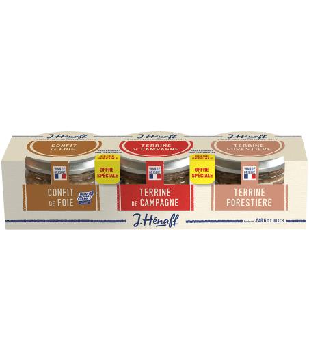 TERRINE DE CAMPAGNE FORESTIERE ET CONFIT DE FOIE HENAFF 3X180G