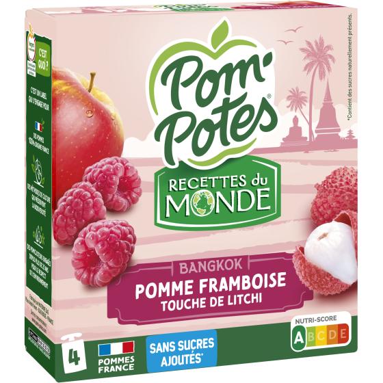 COMPOTES GOURDES POMME FRAMBOISE TOUCHE DE LICTHI POM'POTES 4X90G